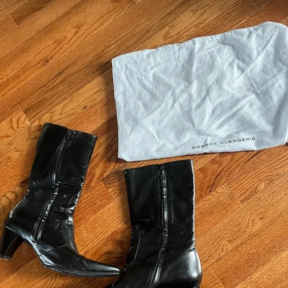 Robert Clergerie Black Leather Heeled Boots - Picture 9 of 9